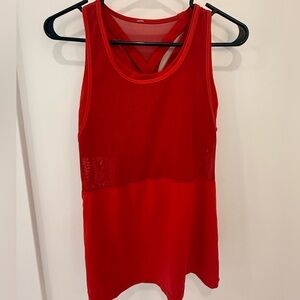 Lululemon Red Performance Tank Top with Mesh Panel and built in sports bra